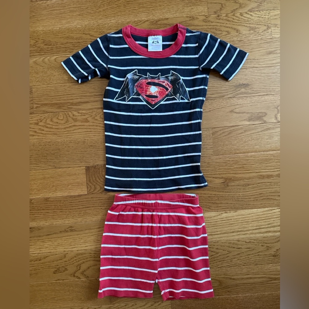 Hanna Andersson Navy & Red Striped Superhero Pajama Set